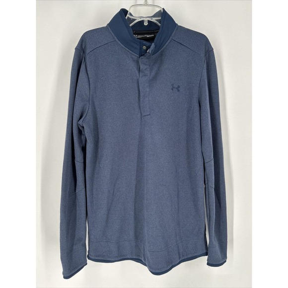 Under Armour Sweater Adult Small Blue Coldgear Snap-T Pullover Golf Golfing Mens - Picture 2 of 8